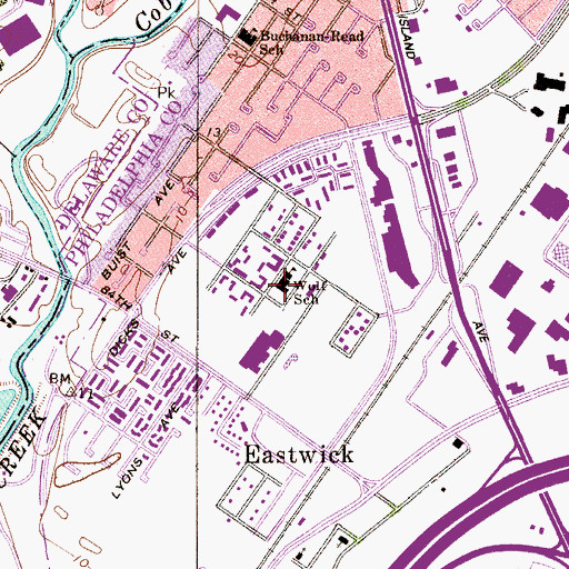 Topographic Map of Bartram Freshman Center High School, PA