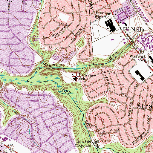 Topographic Map of Parkview Farms Elementary School, NJ