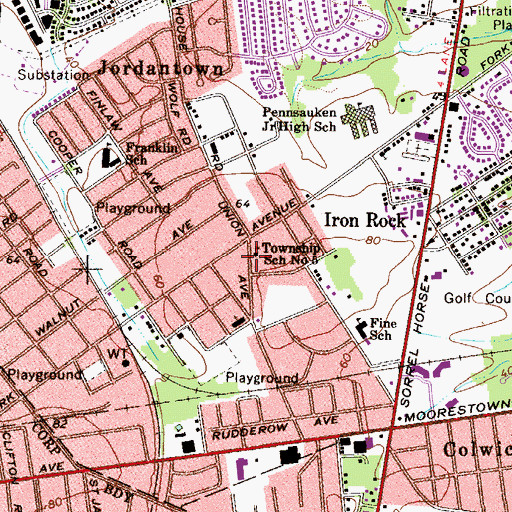 Topographic Map of Pennsauken Elementary School Number Five, NJ