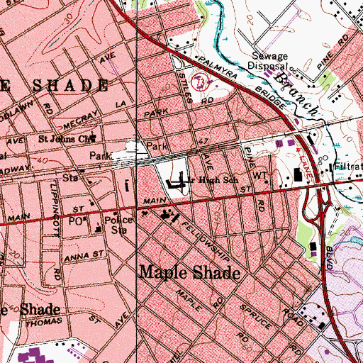 Topographic Map of Ralph J Steinhauer Elementary School, NJ