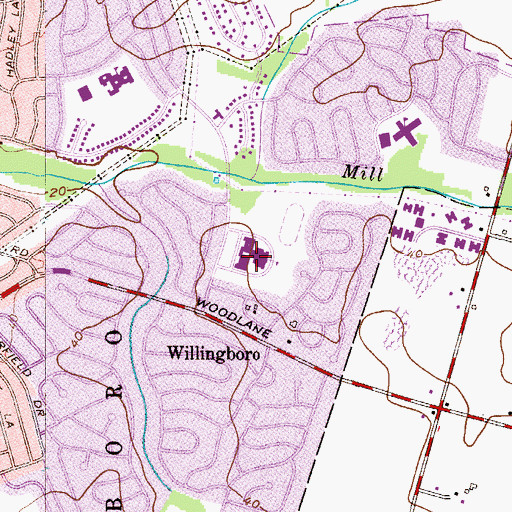 Topographic Map of Willingboro Memorial Junior High School, NJ