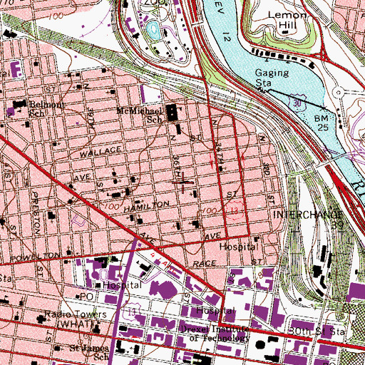 Topographic Map of Archbishop Ryan School, PA