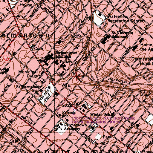 Topographic Map of Germantown Station, PA