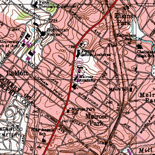 Topographic Map of Mendel Education Campus, PA
