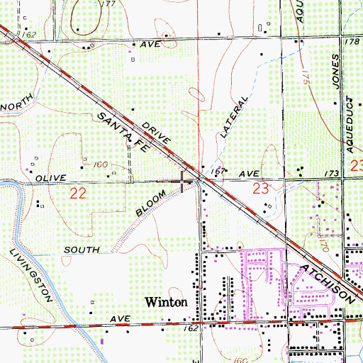Topographic Map of South Bloom Lateral, CA