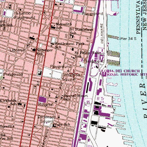 Topographic Map of Philadelphia Fire Department Engine 3, PA