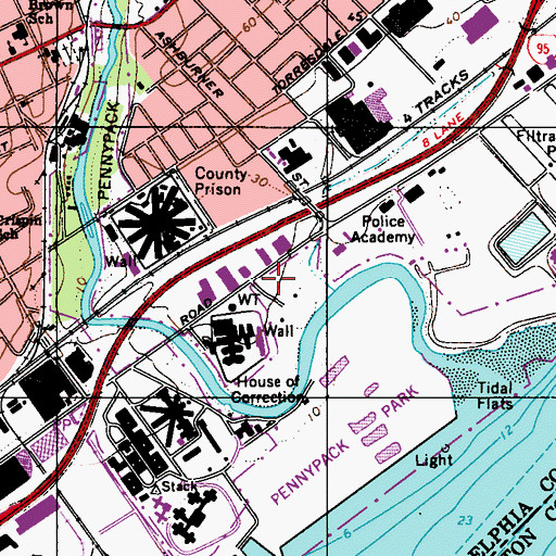 Topographic Map of Philadelphia Industrial Correction Center, PA