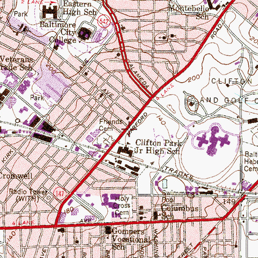 Topographic Map of Harbor City High School, MD