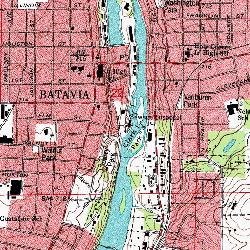 Topographic Map of Batavia Wastewater Treatment Facility, IL