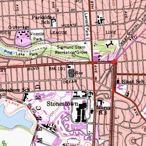 Topographic Map of Merced Manor, CA