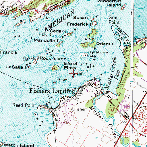 Topographic Map of Fishers Landing Light, NY