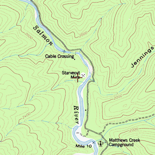 Topographic Map of Starveout Mine, CA