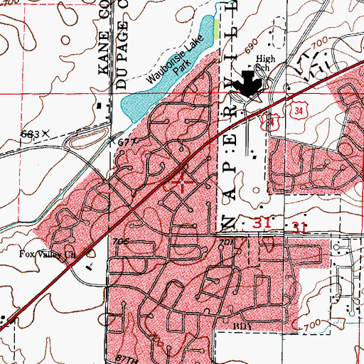 Topographic Map of Cumberland Park, IL