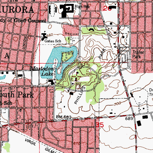 Topographic Map of Phillips Park Zoo, IL