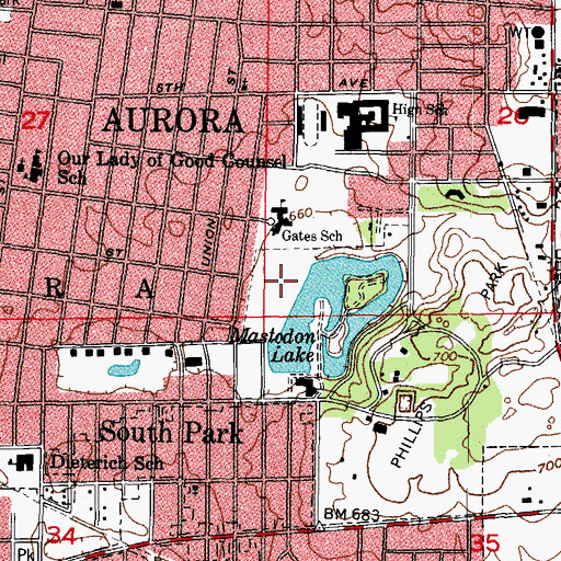 Topographic Map of Victor Dunn Memorial Park, IL
