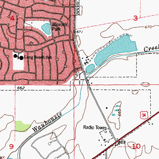 Topographic Map of Jaycee Park, IL