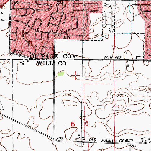 Topographic Map of Hunters Ridge, IL