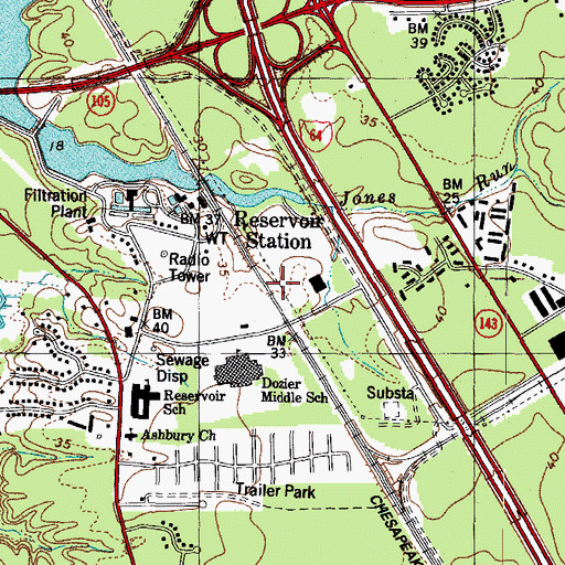 Topographic Map of Edwards Industrial Park, VA