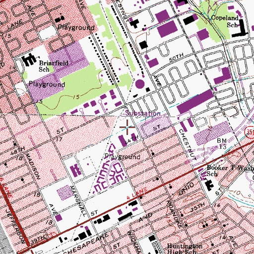 Topographic Map of Copeland Industrial Park, VA