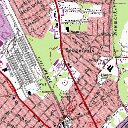 Topographic Map of Francisco Village Shopping Center, VA