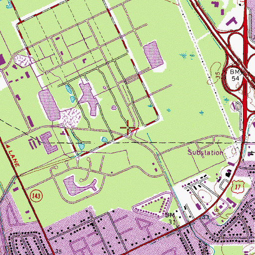 Topographic Map of Oyster Point Center Shopping Center, VA