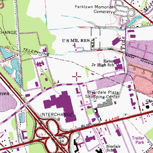 Topographic Map of Coliseum Marketplace Shopping Center, VA