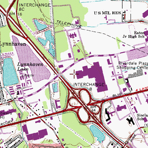 Topographic Map of Coliseum Specialty Shops Shopping Center, VA