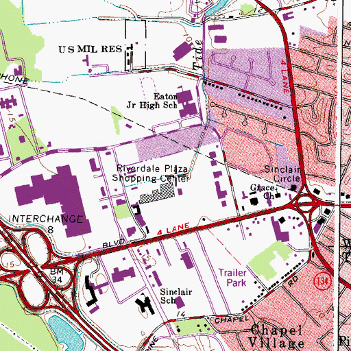 Topographic Map of Coliseum Square Shopping Center, VA