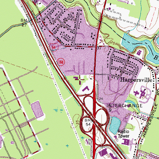 Topographic Map of Hampton Town Center Shopping Center, VA