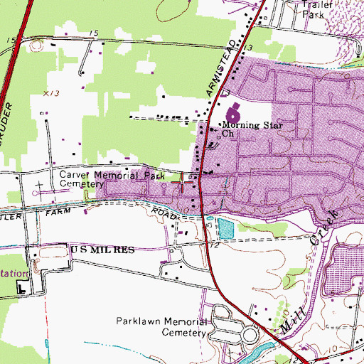 Topographic Map of Tidemill Shopping Center, VA