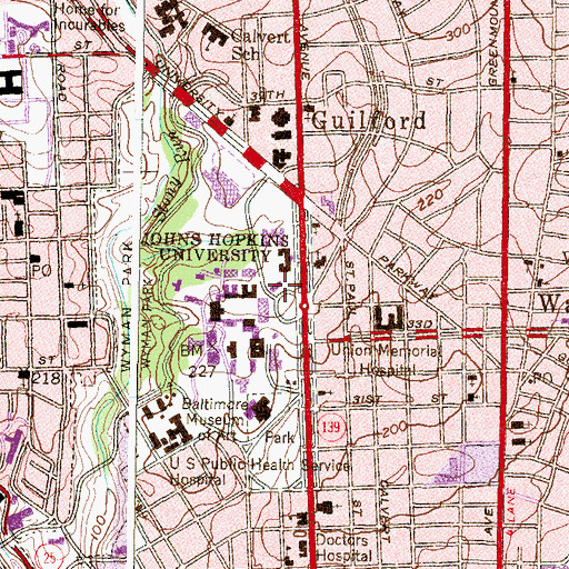 Topographic Map of Homewood House Museum, MD