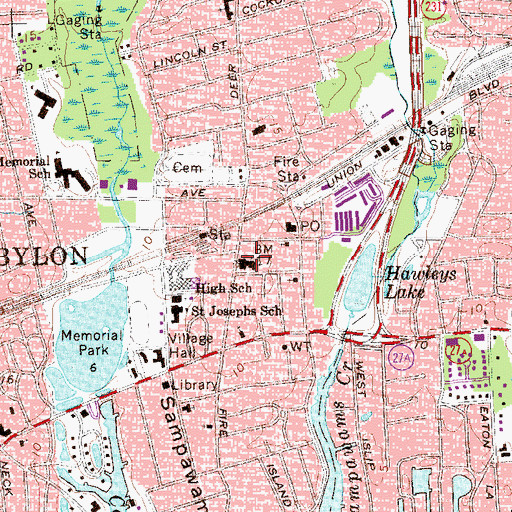 Topographic Map of Methodist Church of Babylon, NY