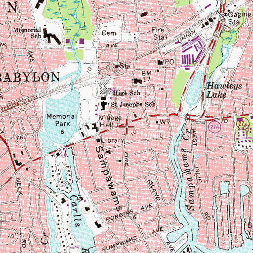 Topographic Map of Babylon Theatre, NY