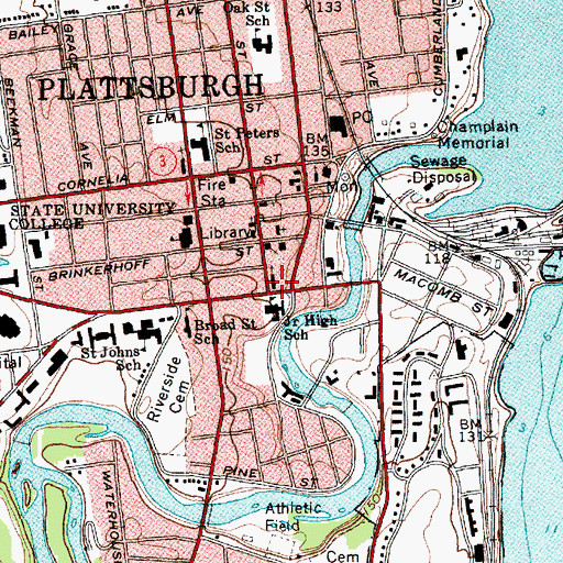 Topographic Map of Saint John's Roman Catholic Church, NY