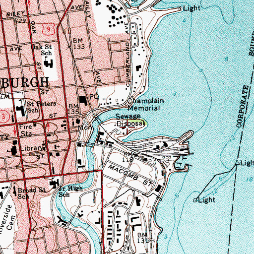 Topographic Map of City of Plattsburgh Municipal Lighting Plant, NY