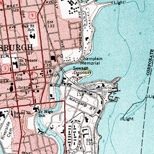 Topographic Map of City of Plattsburgh Sewage Treatment Plant, NY