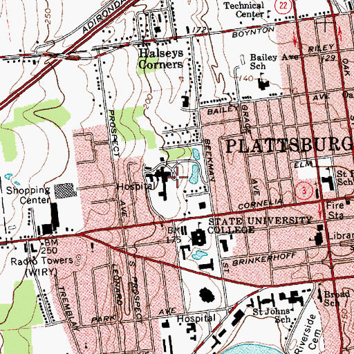 Topographic Map of Champlain Valley Physicians Hospital, NY
