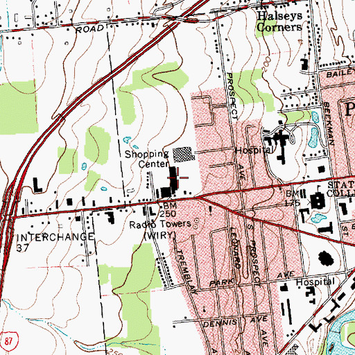 Topographic Map of Plattsburgh Plaza Shopping Center, NY