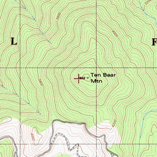 Topographic Map of Ten Bear Mountain, CA