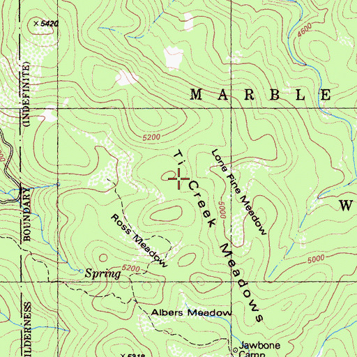Topographic Map of Ti Creek Meadows, CA