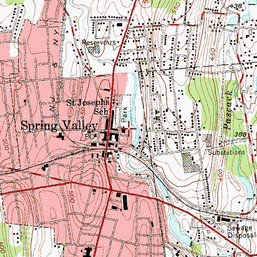 Topographic Map of United Church of Spring Valley, NY