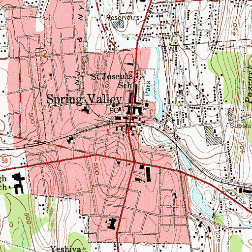 Topographic Map of Spring Valley Volunteer Fire Department Hook and Ladder Company 1, NY