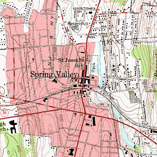 Topographic Map of Spring Valley Post Office, NY