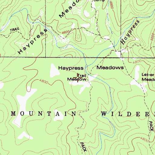 Topographic Map of Trail Meadow, CA