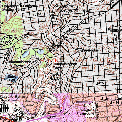 Topographic Map of Rooftop Elementary School, CA