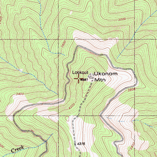 Topographic Map of Ukonom Mountain, CA