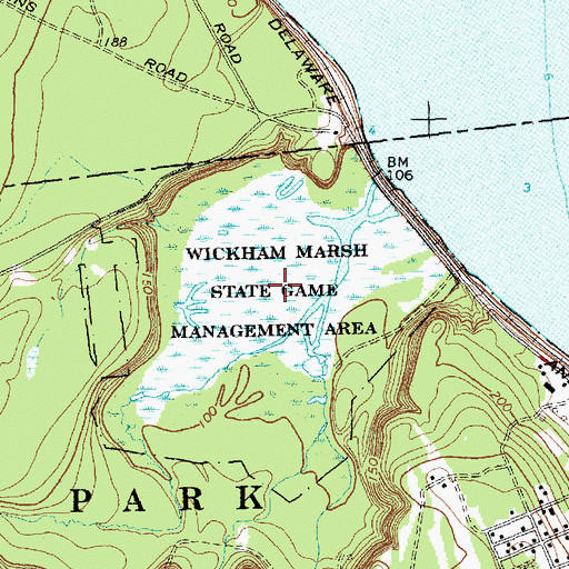 Topographic Map of Wickham Marsh, NY