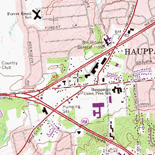 Topographic Map of Hauppauge Methodist Episcopal Cemetery, NY