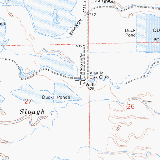 Topographic Map of Visalia Dux Club, CA