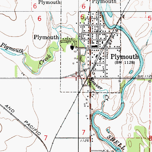 Topographic Map of Plymouth Fire Department Storage, IA